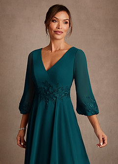 Azazie Yorba Kleider für die Brautmutter A-Linie Spitze Chiffon Kleid Kiefer image5