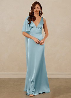 Christian Siriano Bridal for Azazie 1011 Bridesmaid Dresses Moody Blue Mermaid Bow Stretch Satin Dress image3
