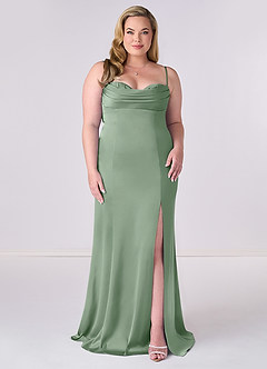 Barbie ♥ Azazie Bridesmaid Dresses Matcha Mermaid Corset Stretch Satin Dress image6