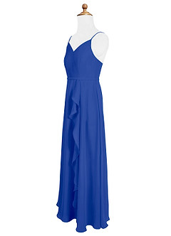 Azazie Naeem Junior A-Linie Gestreift Chiffon Kleid Königsblau image6
