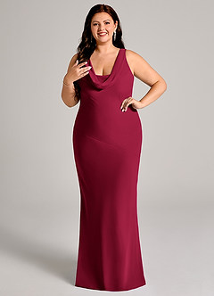 Azazie Rylina Bridesmaid Dresses Burgundy Mermaid Pleated Chiffon Dress image10