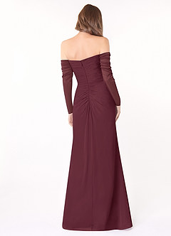 Azazie Jaquelyn Final Sale Cabernet Sheath Long Sleeve Chiffon Convertible Dress image3