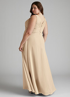 Azazie Flora Bridesmaid Dresses Champagne A-Line Pleated Chiffon Dress image11