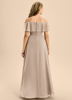 Azazie Maggie Junior Taupe A-Line Off the Shoulder Chiffon Dress image6