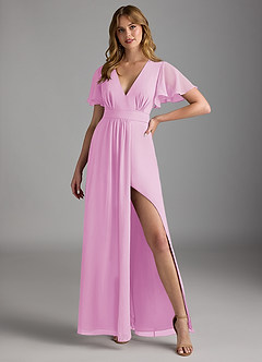 Azazie Zaniah Bridesmaid Dresses Candy Pink A-Line Chiffon Dress image4