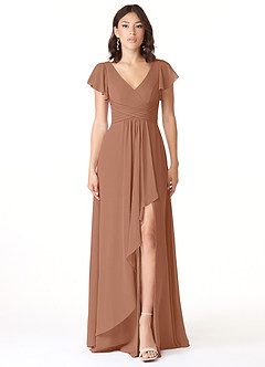 Azazie Omari Bridesmaid Dresses Bronzer A-Line Chiffon Dress image1
