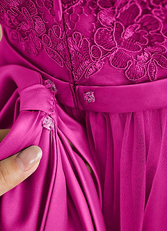 Azazie Cinna Flower Girl Dresses Fuchsia A-Line Lace Tulle Dress image6