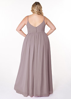 Azazie Rayna Brautjungfernkleider A-Linie V-Hals Gefaltet Chiffon Kleid Dämmerung image8