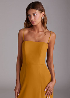 Azazie Wren Bridesmaid Dresses Butterscotch A-Line Side Slit Chiffon Convertible Dress image6