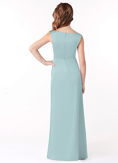 Azazie Sadia Junior Mist A-Line Pleated Matte Satin Dress image3