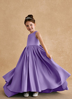Azazie Sammy Flower Girl Dresses Tahiti A-Line Lace Matte Satin Dress image5