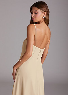 Azazie Wren 신부 들러리 드레스 A라인 스트랩리스 쉬폰 티 길이 드레스 image7