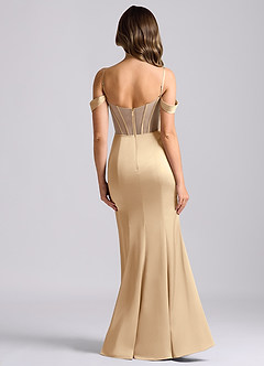 Azazie Alyce 신부 들러리 드레스 인어 오프 더 숄더 스트레치 새틴 바닥 길이 드레스 image2