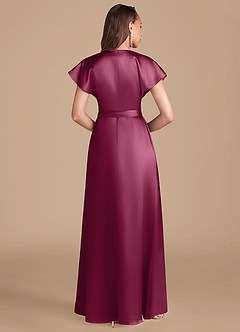 Azazie Nico Brautjungfernkleider A-Linie Plissee Metallischer Satin Kleid Burgunderrot image4