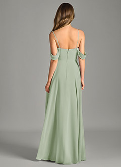 Azazie Chelsey Abiti da Damigella Abito Convertibile A-Line in Chiffon a Spalla Scoperta Verde Salvia image7