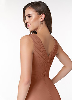 Azazie Flora Bridesmaid Dresses Bronzer A-Line Pleated Chiffon Dress image6