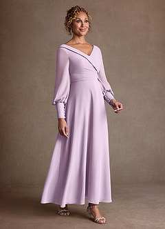 Azazie Paterson vestidos de madre de la novia Vestido de Lila Esmerilada de Gasa de Corte en A con Plisado image3