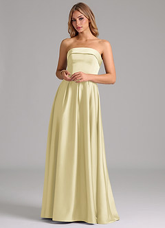 Azazie Lucienne Bridesmaid Dresses Lemon Sorbet A-Line Strapless Stretch Satin Convertible Dress image4