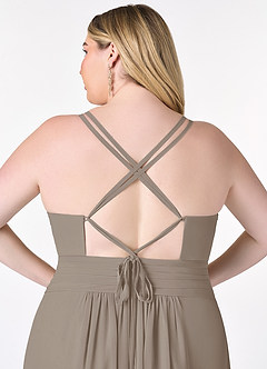 Azazie Farren Bridesmaid Dresses Taupe A-Line Pleated Chiffon Convertible Dress image13