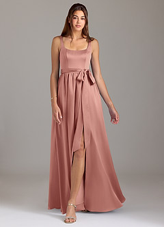 Azazie Elliott Bridesmaid Dresses Rosette A-Line with Pockets Stretch Satin Dress image5