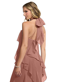 Azazie Velma Bridesmaid Dresses Cedar Rose A-Line Side Slit Chiffon Dress image5