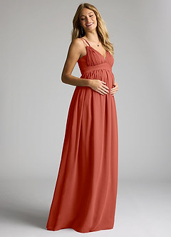 Azazie Emree Maternity Bridesmaid Dresses A-Line Chiffon Floor-Length Dress image2