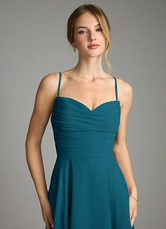 Azazie Ayla Abiti da Damigella Abito A-Line in Chiffon Scollo a Cuore Blu Inchiostro image3