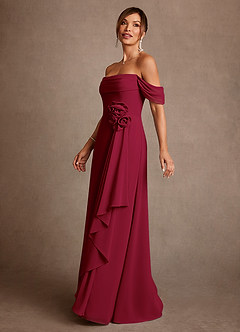 Azazie Amherst Moeder van de bruid jurken A-Lijn Jurk van Chiffon Off the Shoulder Bourgondië image4