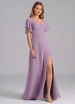 Azazie Ambrosia Jurken voor bruidsmeisjes Jurk van Chiffon met A-Lijn Geplooid Blauweregen image5