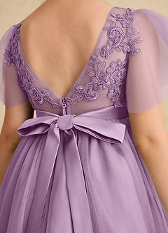 Azazie Queenie Robe Demoiselle D'honneur Fillette Robe Trapèze en Dentelle Glycine image6