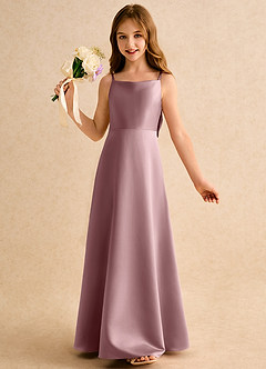 Azazie Joella Junior Formal Flower Girl Dresses Dusty Rose A-Line Pleated Matte Satin Dress image3