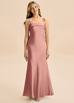 Azazie Willa Junior Rosette A-Line Bow Stretch Satin Dress image1