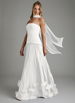 Azazie Alex Bridesmaid Dresses White A-Line Corset Chiffon Dress image4