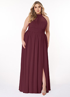Azazie Iman Bridesmaid Dresses Cabernet A-Line A-Line Ruched Chiffon Dress image8