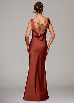 Azazie Rylina Bridesmaid Dresses Terracotta Mermaid Stretch Satin Dress image5