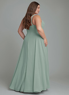 Azazie Shaude Bridesmaid Dresses Silver Sage A-Line Pleated Chiffon Dress image7