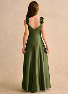 Azazie Rosita Girls Formal Flower Girl Klänningar Klä A-Line i Stretch Satin Plisserad image5