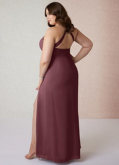 Azazie Manila Bridesmaid Dresses Sangria Sheath V-Neck Chiffon Dress image10