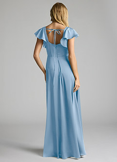 Azazie Bondi Bridesmaid Dresses Powder Blue A-Line Bow Stretch Satin Dress image4