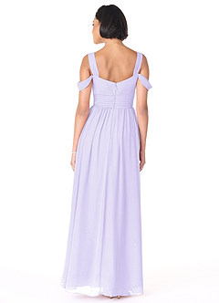 Azazie Lianne Bridesmaid Dresses Lilac A-Line Off the Shoulder Chiffon Dress image4