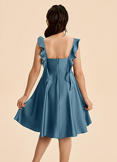 Azazie Kira Junior Bermuda A-Line Ruched Stretch Satin Dress image2