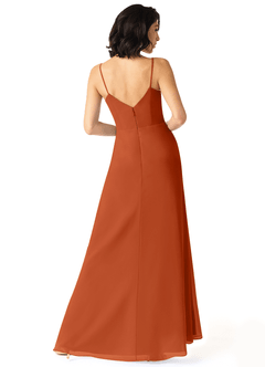 Azazie Aubrielle Vente Finale Robe Trapèze en Mousseline de soie Plissée Desert Rose image2