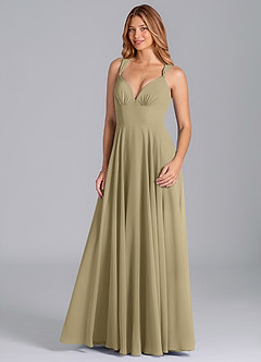 Azazie Darana Brautjungfernkleider A-Linie Korsett Chiffon Kleid Moosgrün image5