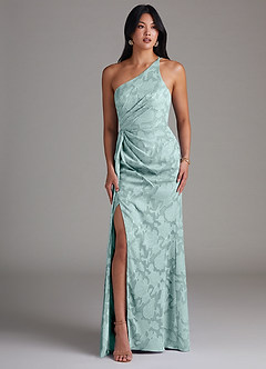 Azazie Mika Jurken voor bruidsmeisjes Jurk van Bloemen Burn-out met Kolom One-Shoulder De Nevel image3