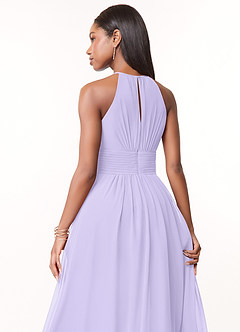 Azazie Bonnie Bridesmaid Dresses Lilac A-Line Keyhole Ruched Chiffon Dress image4