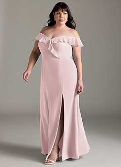 Azazie Sophie Bridesmaid Dresses Blushing Pink A-Line Off the Shoulder Chiffon Convertible Dress image8