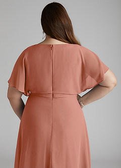 Azazie Aaliyah Modest Bridesmaid Dresses A-Line Scoop Pleated Chiffon Floor-Length Dress image10