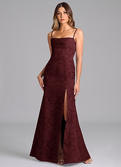 Azazie Saige Bridesmaid Dresses Cabernet A-Line Off the Shoulder Floral Burnout Convertible Dress image3
