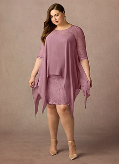 Azazie Flo Mother of the Bride Dresses Vintage Mauve A-Line Lace Chiffon Dress image10