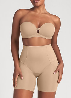 front Short gainant taille haute à double bride en C pour un effet push-up fessier puissant (rehaussement fessier effectif de 3 cm)